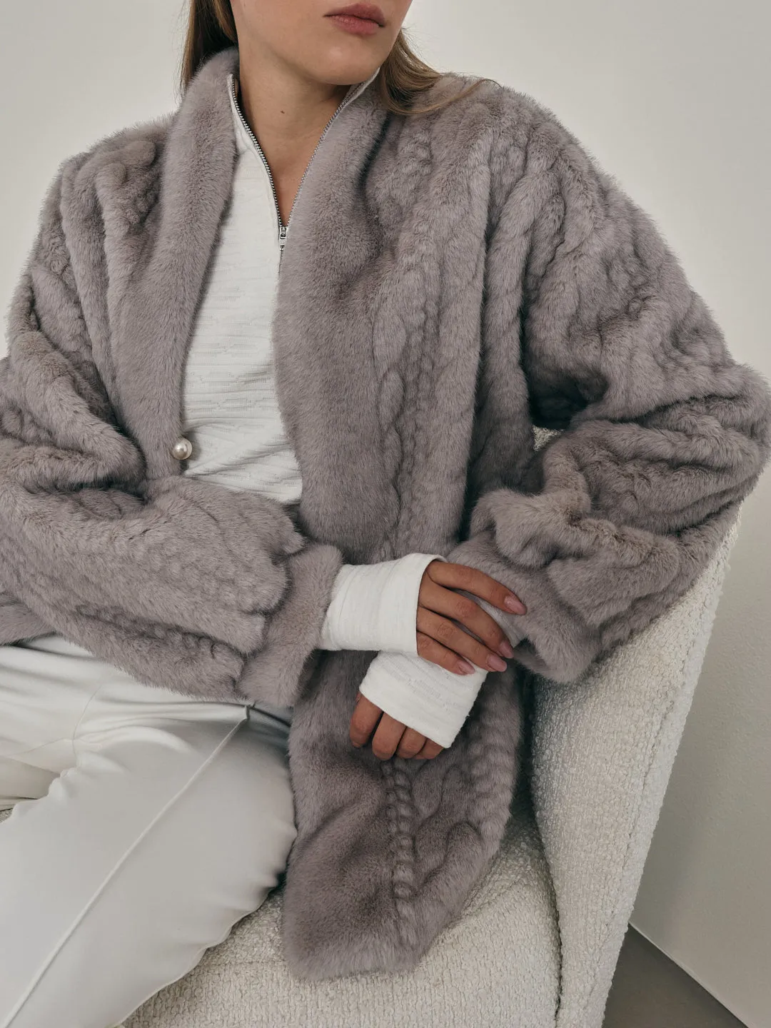 Vail Chic Fur Cardigan Coat | Grey