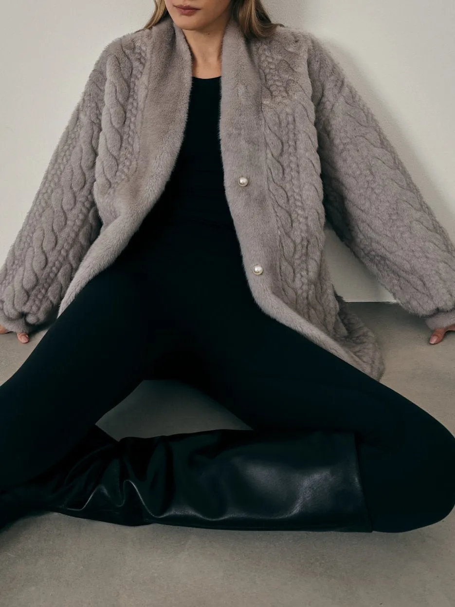 Vail Chic Fur Cardigan Coat | Grey