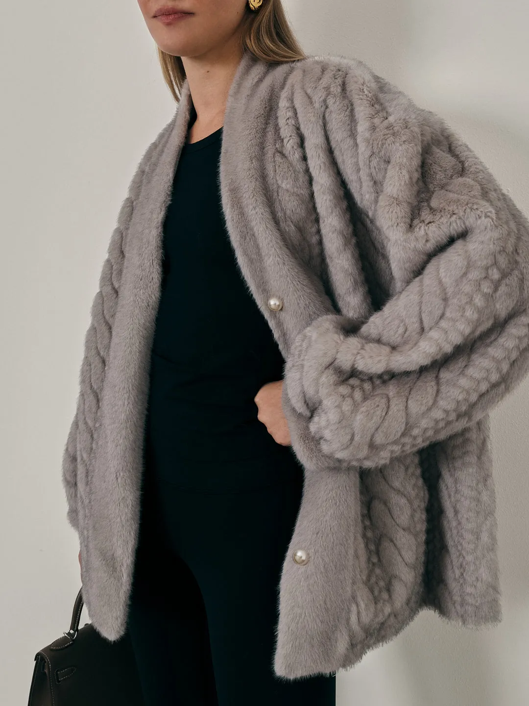 Vail Chic Fur Cardigan Coat | Grey