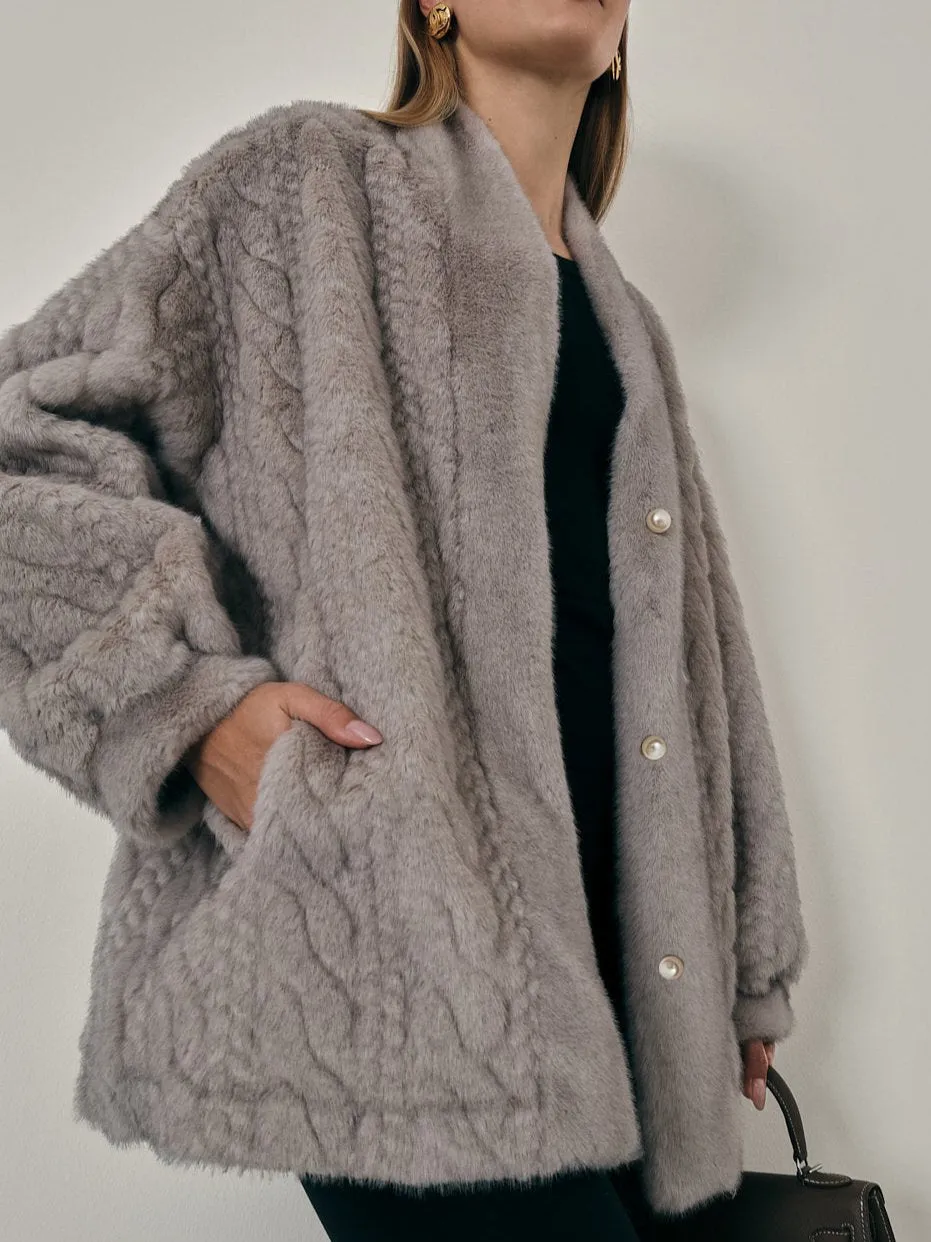 Vail Chic Fur Cardigan Coat | Grey