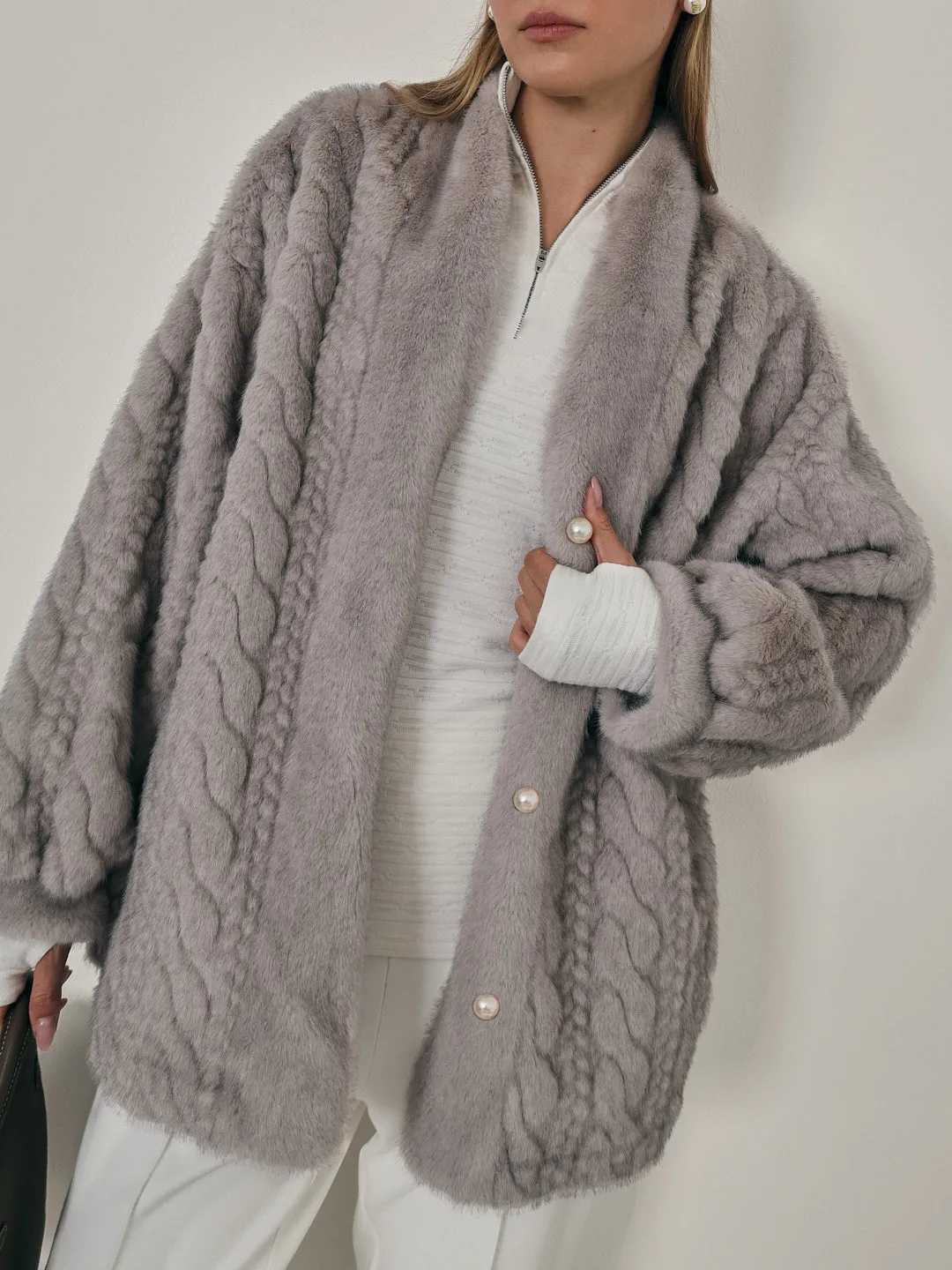 Vail Chic Fur Cardigan Coat | Grey