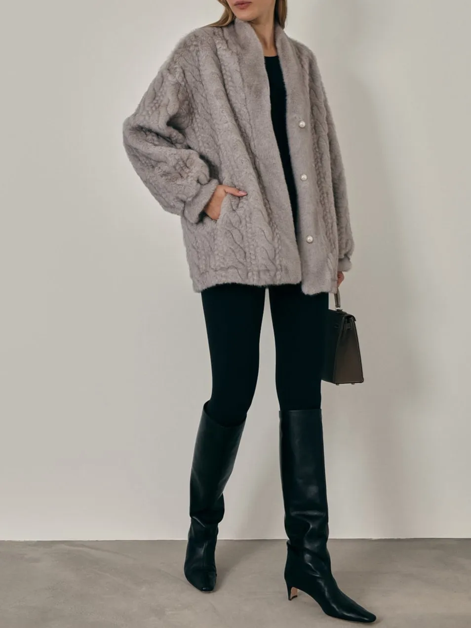 Vail Chic Fur Cardigan Coat | Grey