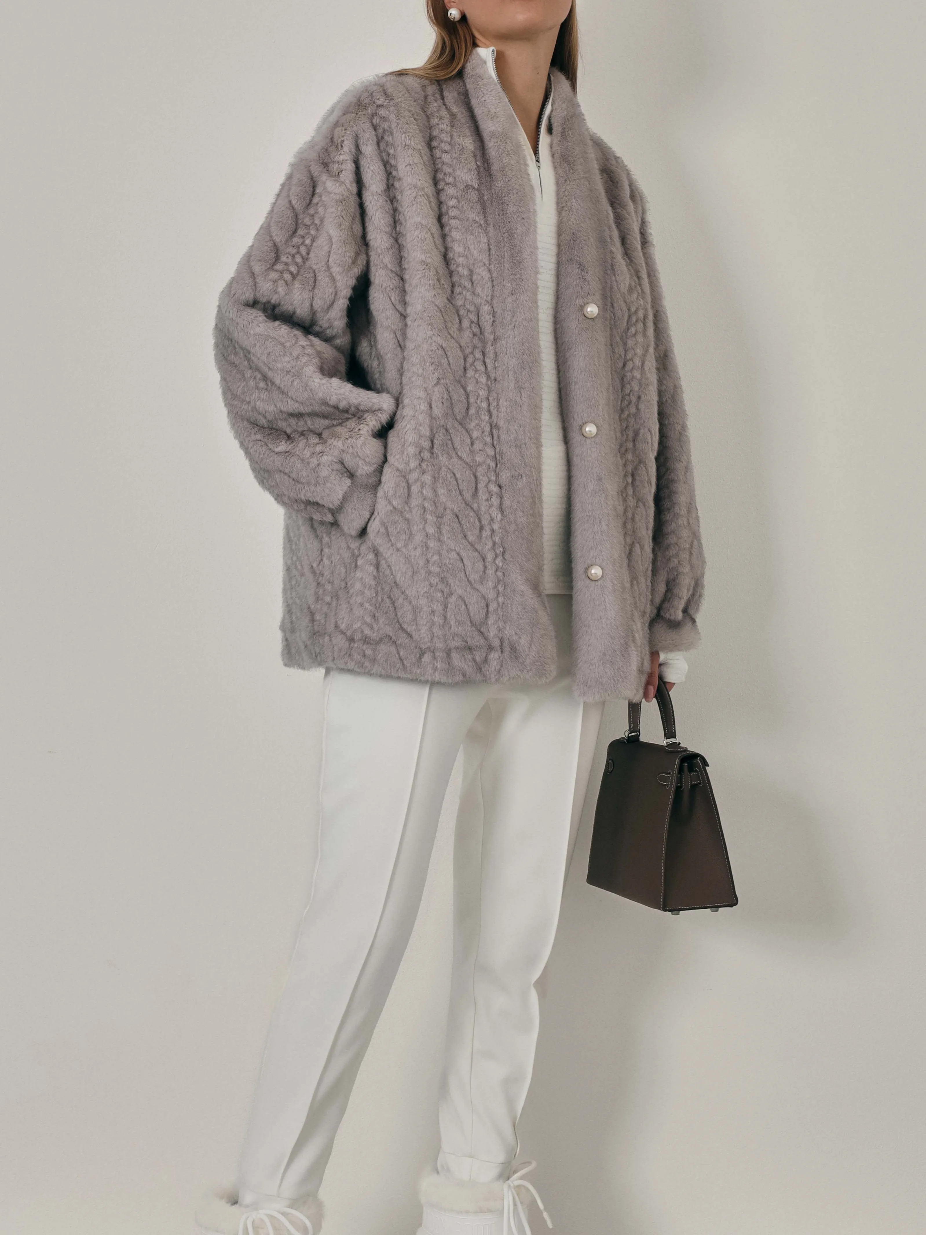 Vail Chic Fur Cardigan Coat | Grey