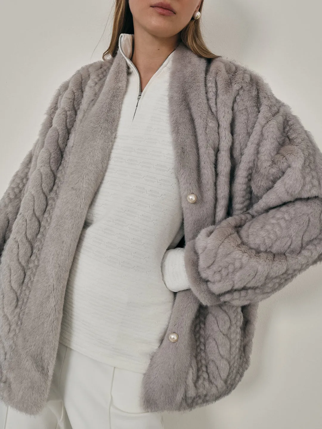 Vail Chic Fur Cardigan Coat | Grey