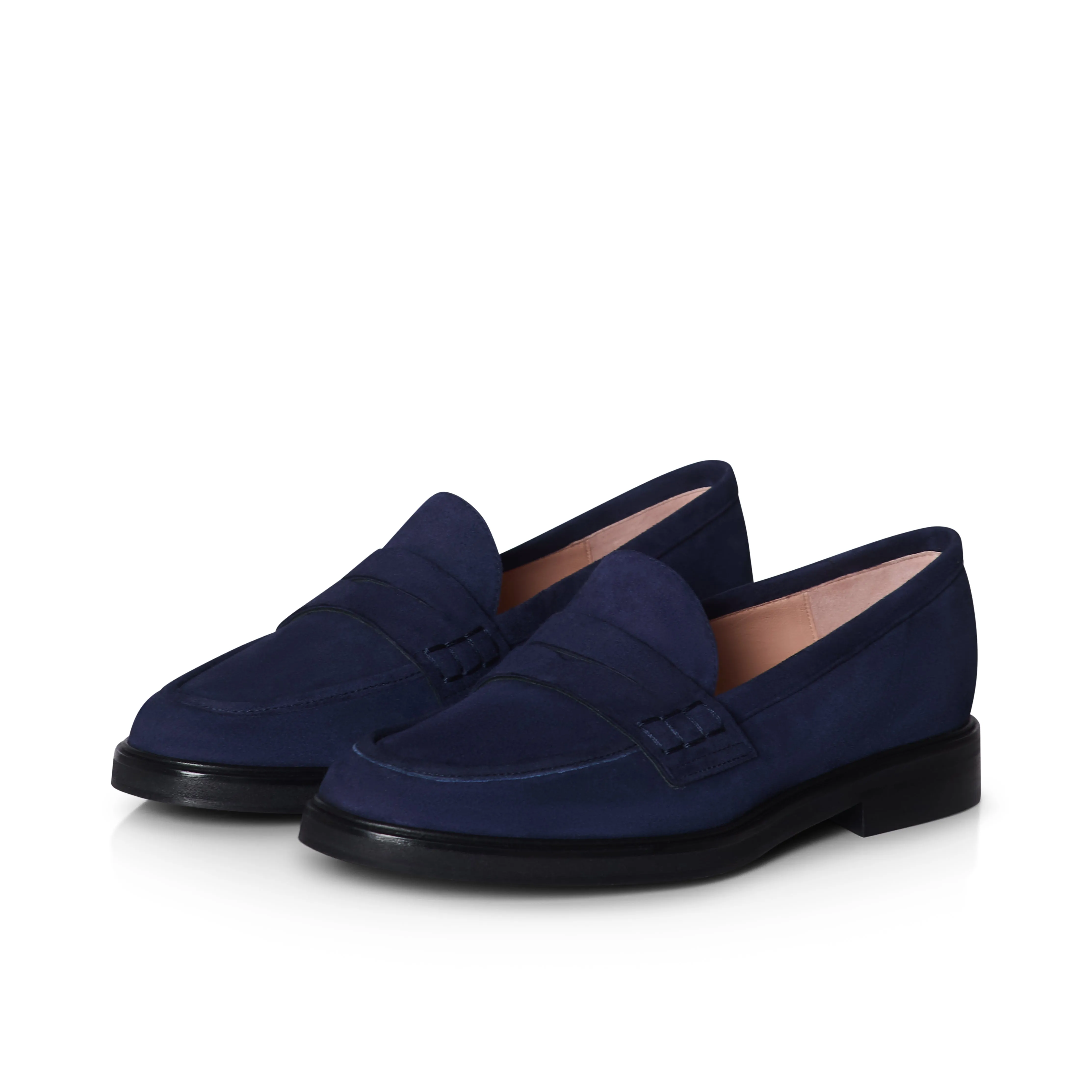 Wide Width Loafers  -  Navy Suede