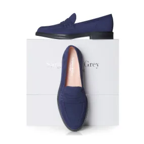 Wide Width Loafers  -  Navy Suede