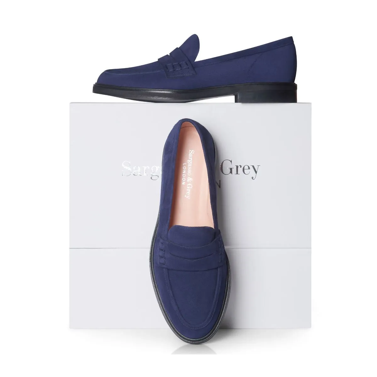 Wide Width Loafers  -  Navy Suede