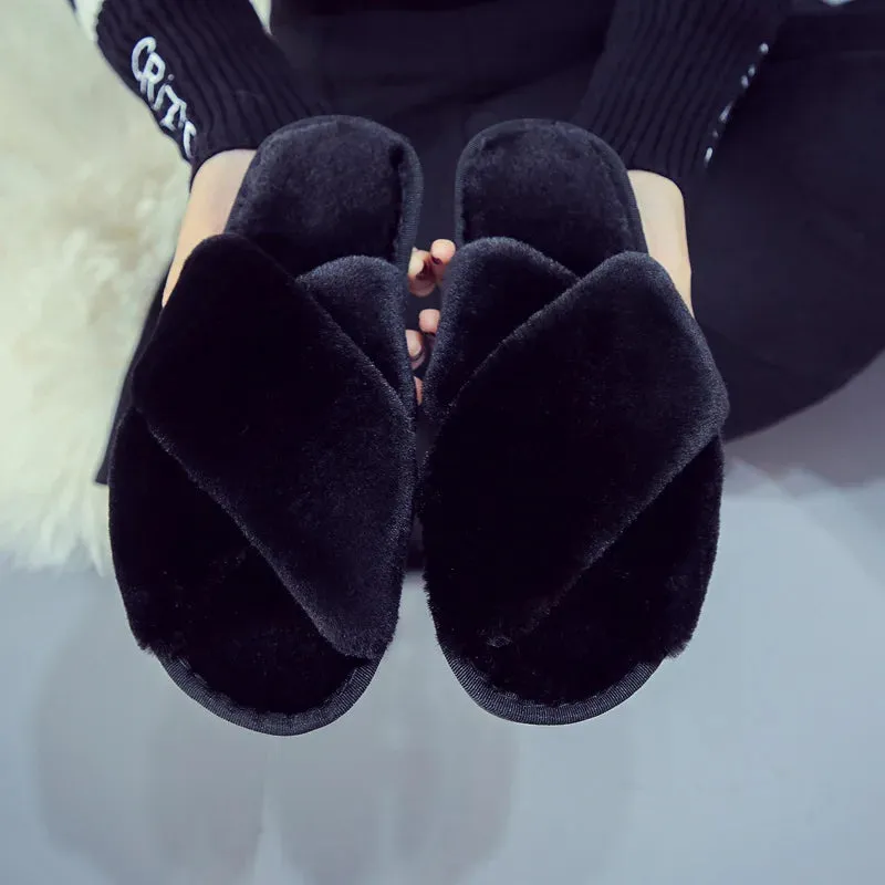 Winter Women Home Indoor Casual Slippers Soft Plush Slides
