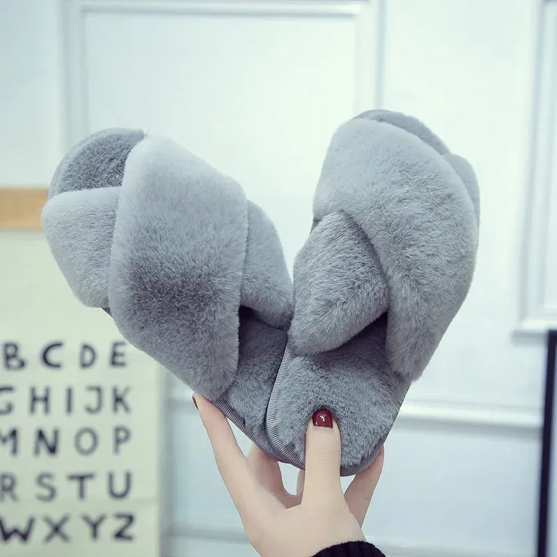 Winter Women Home Indoor Casual Slippers Soft Plush Slides