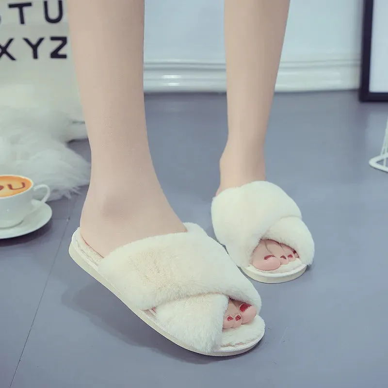 Winter Women Home Indoor Casual Slippers Soft Plush Slides