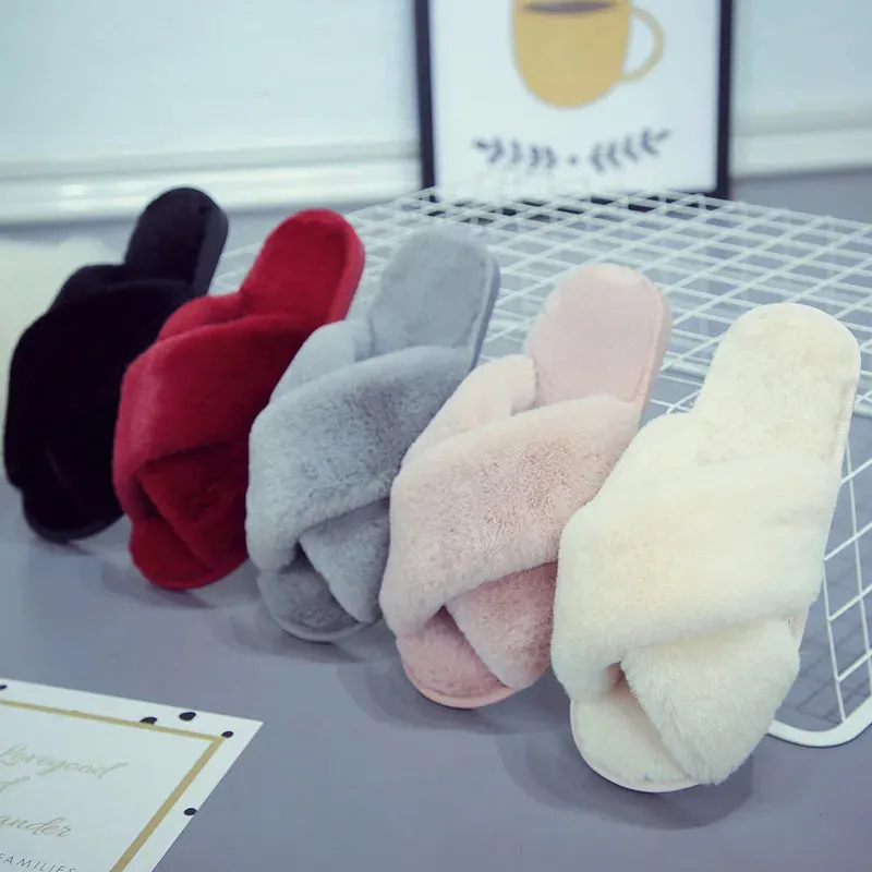 Winter Women Home Indoor Casual Slippers Soft Plush Slides