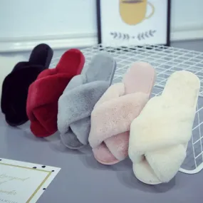 Winter Women Home Indoor Casual Slippers Soft Plush Slides