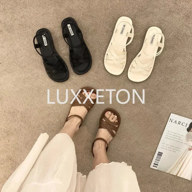 Women Sandals Summer New Fashionable Comfortable Soft Sole Casual Beach Roman Sandals