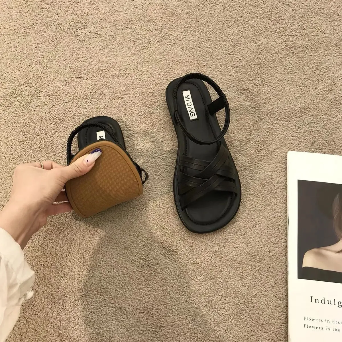 Women Sandals Summer New Fashionable Comfortable Soft Sole Casual Beach Roman Sandals