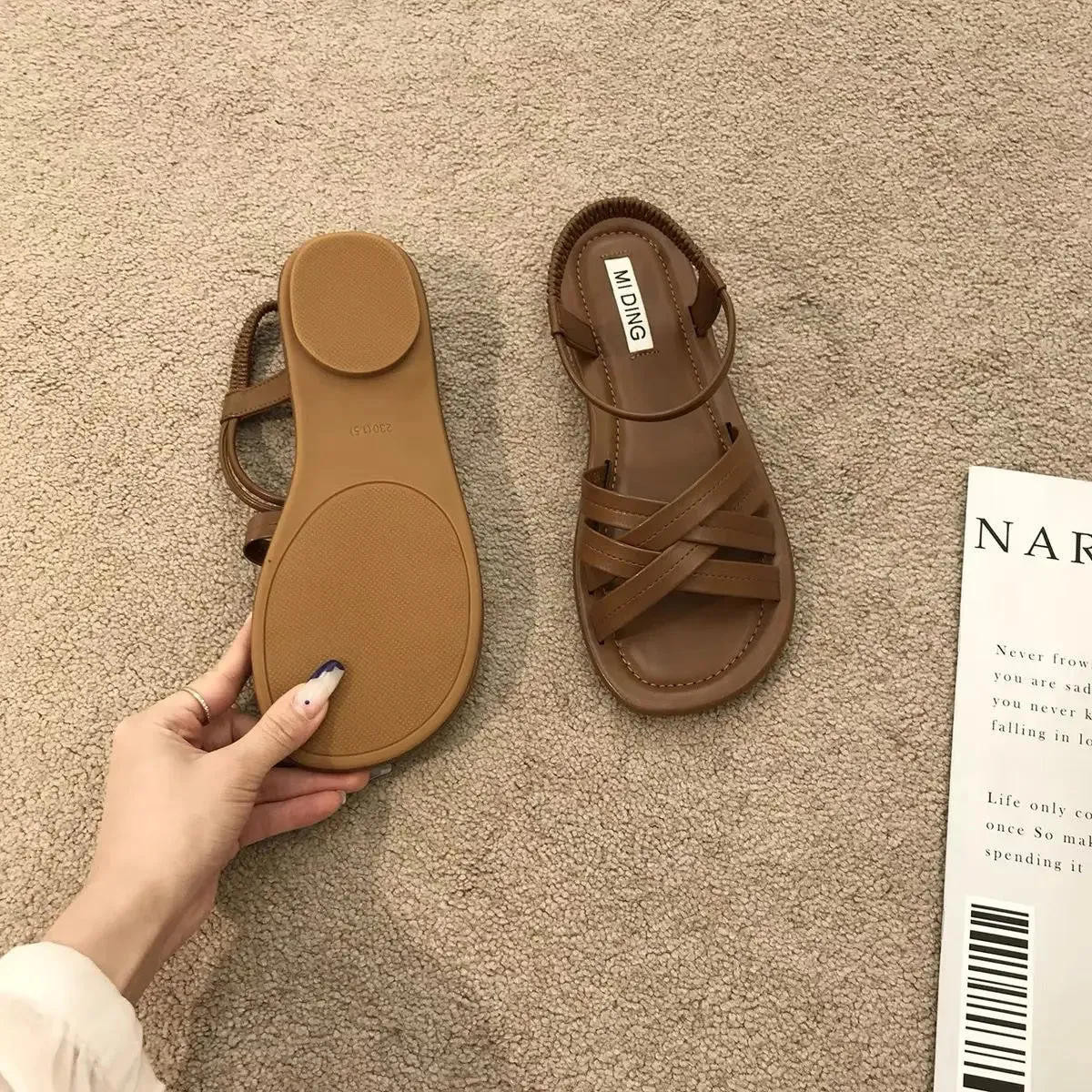 Women Sandals Summer New Fashionable Comfortable Soft Sole Casual Beach Roman Sandals